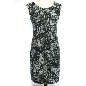 Jonathan Martin Gray Black Sheath Dress Sleeveless Zip